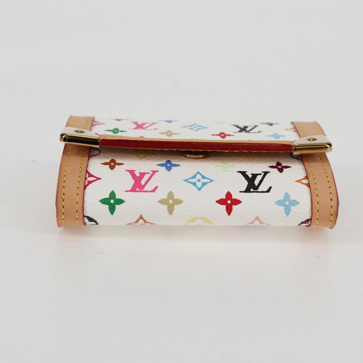 LOUIS VUITTON Multicolor Porte Monnaie Pla Purse White M92657 Auth 134887V