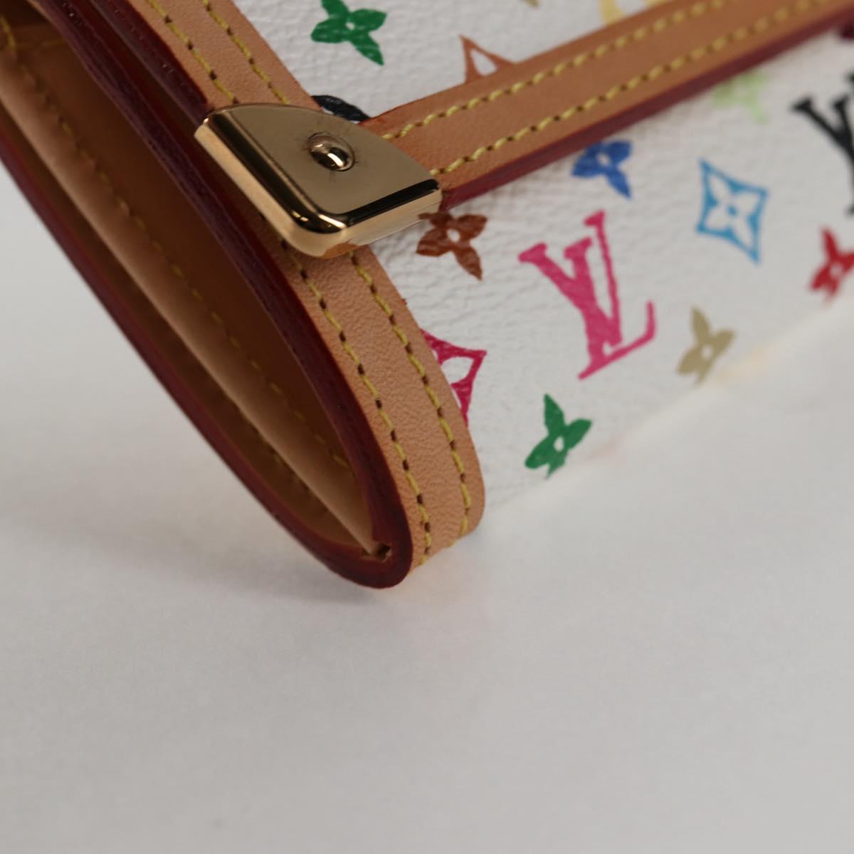 LOUIS VUITTON Multicolor Porte Monnaie Pla Purse White M92657 Auth 134887V