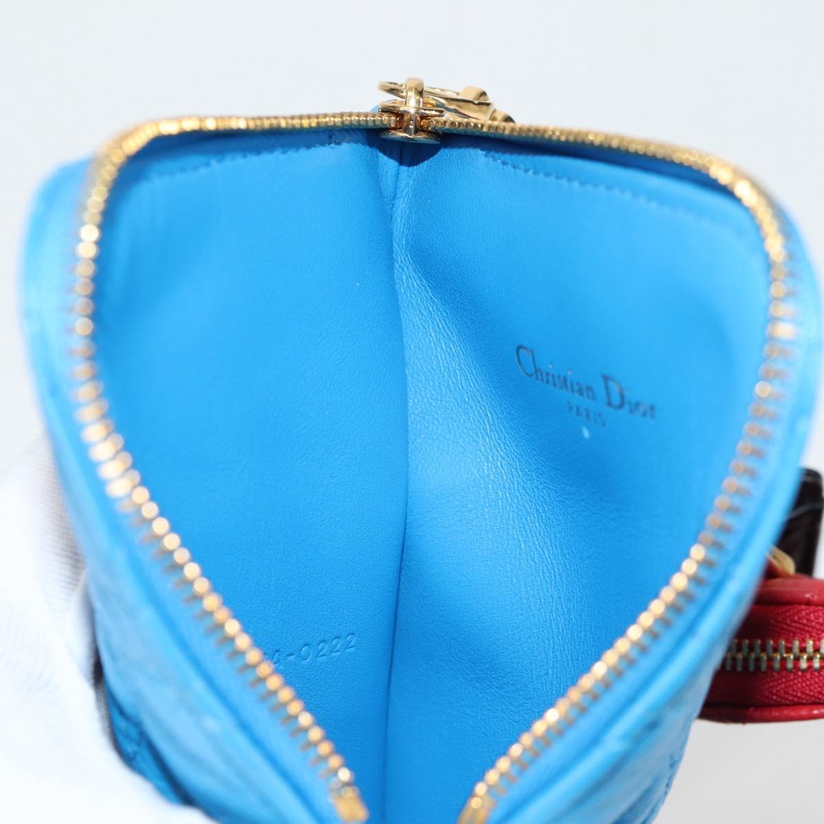 Christian Dior Canage Pouch Leather Blue Red black Auth 134892SAM