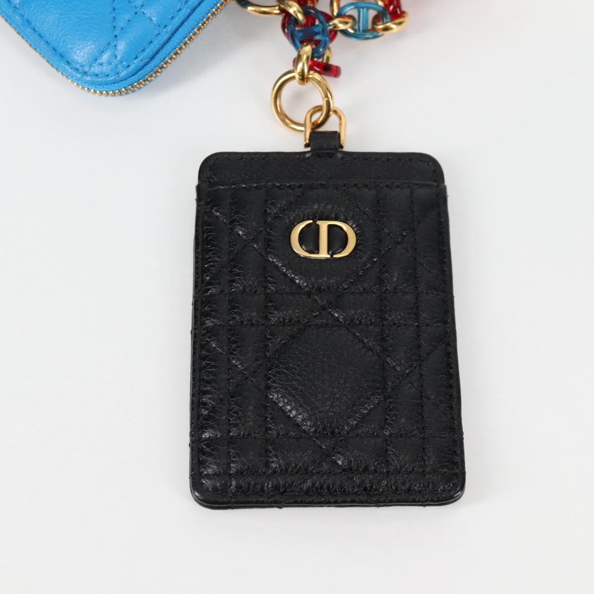 Christian Dior Canage Pouch Leather Blue Red black Auth 134892SAM