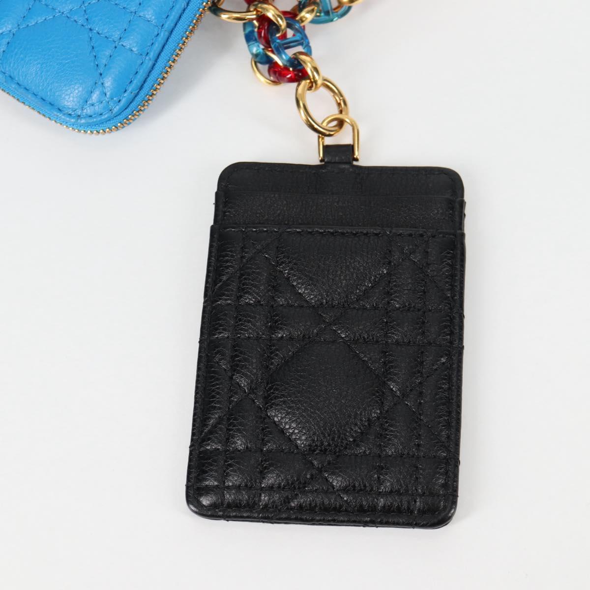 Christian Dior Canage Pouch Leather Blue Red black Auth 134892SAM
