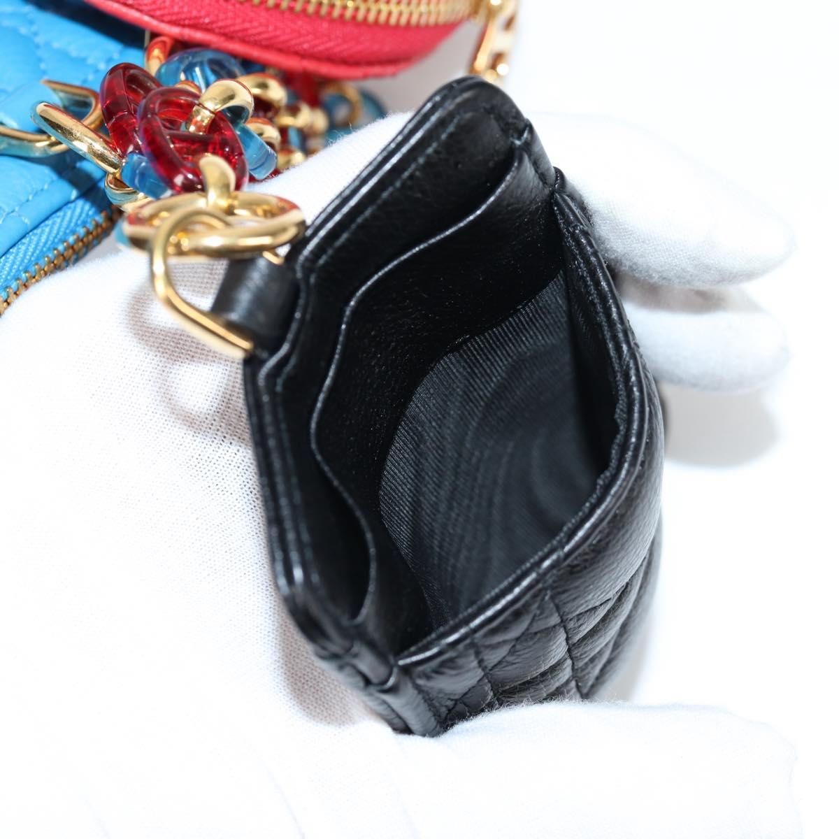 Christian Dior Canage Pouch Leather Blue Red black Auth 134892SAM