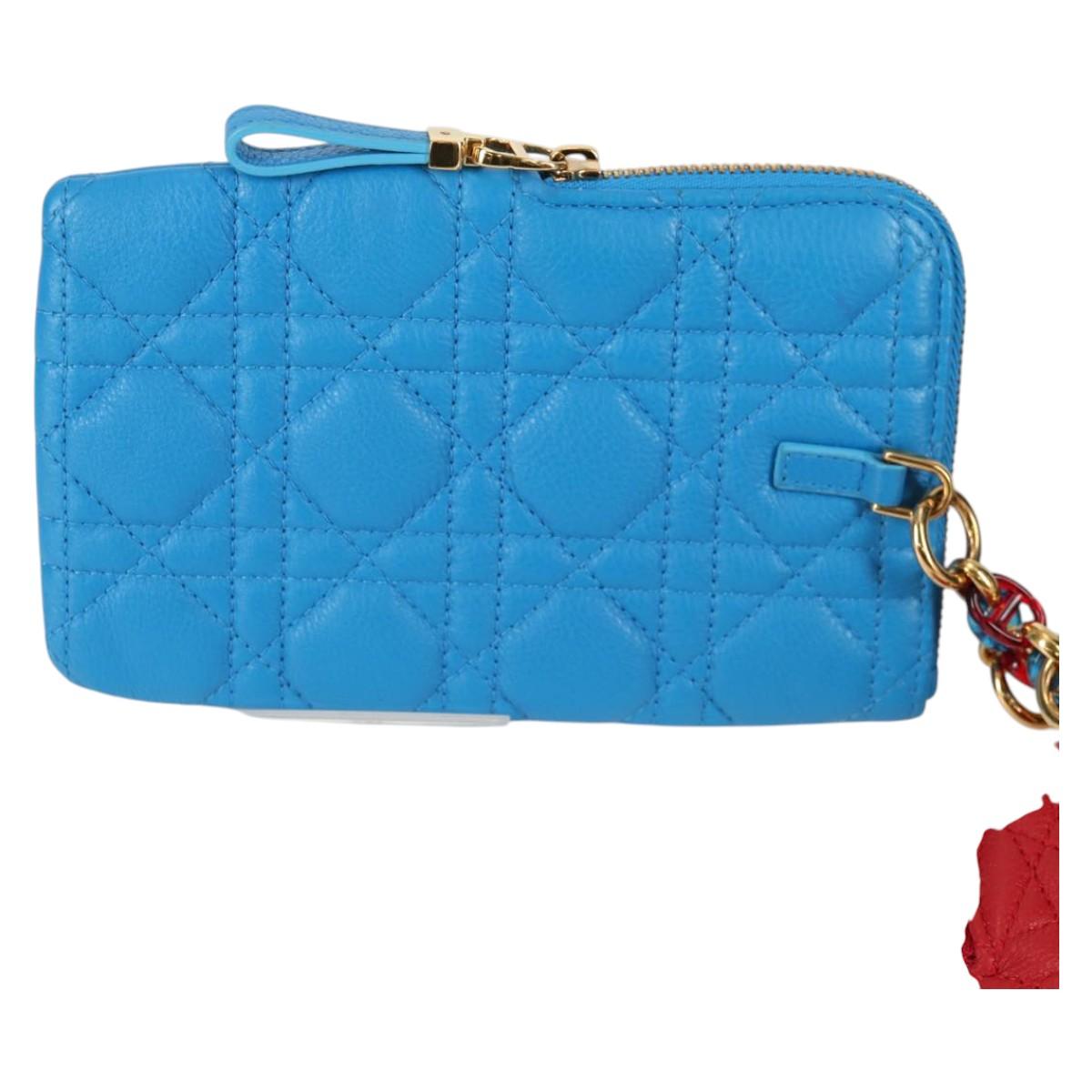 Christian Dior Canage Pouch Leather Blue Red black Auth 134892SAM