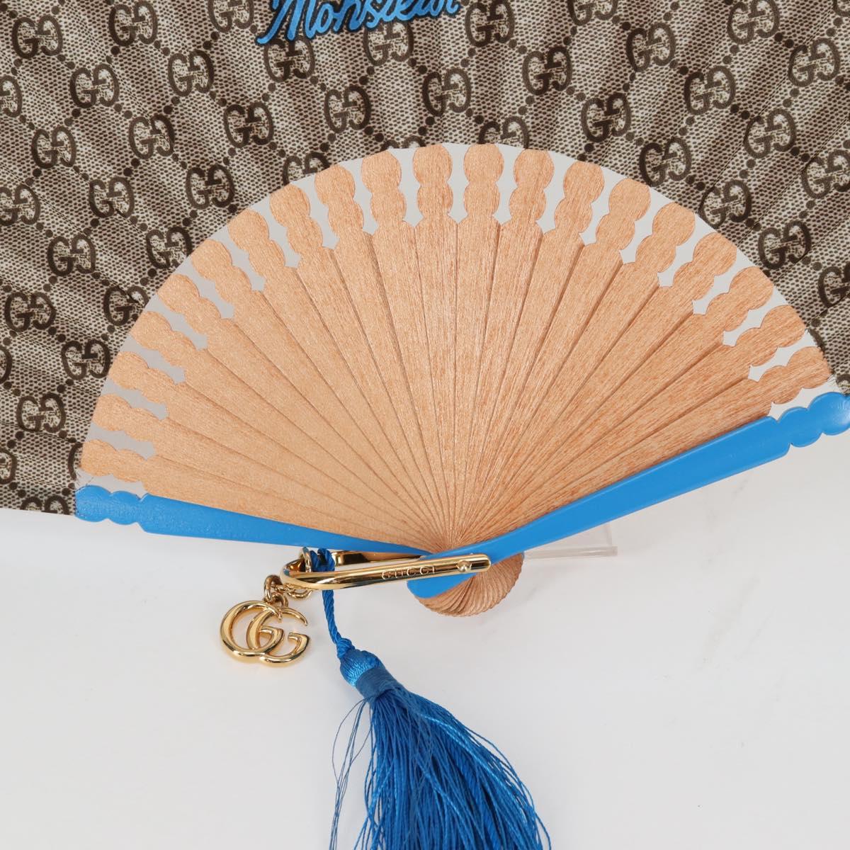GUCCI GG Supreme Japanese Fan PVC Beige Gold 661734 Auth 134893M