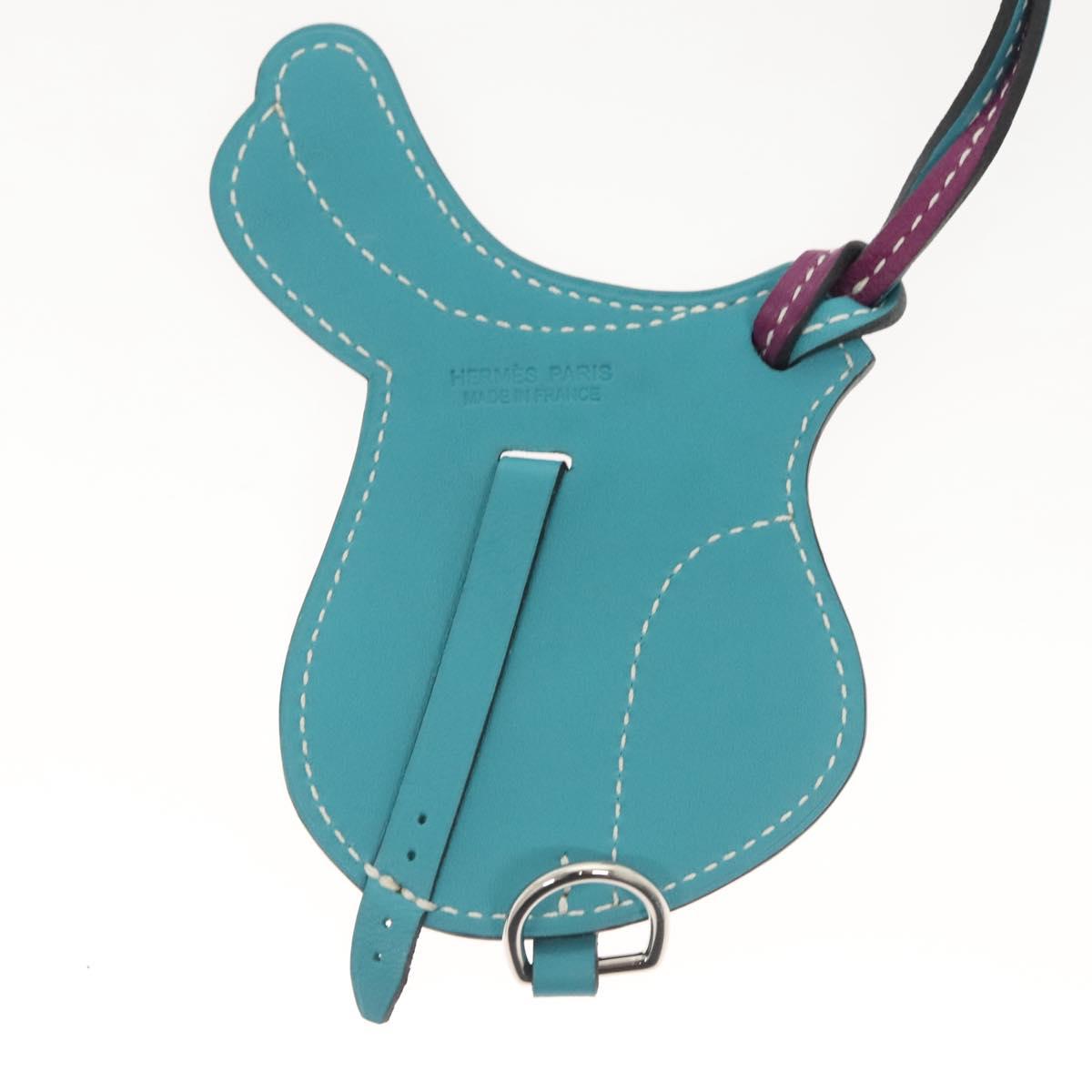HERMES Paddock Cell Bag Charm Leather Purple Auth 134899M