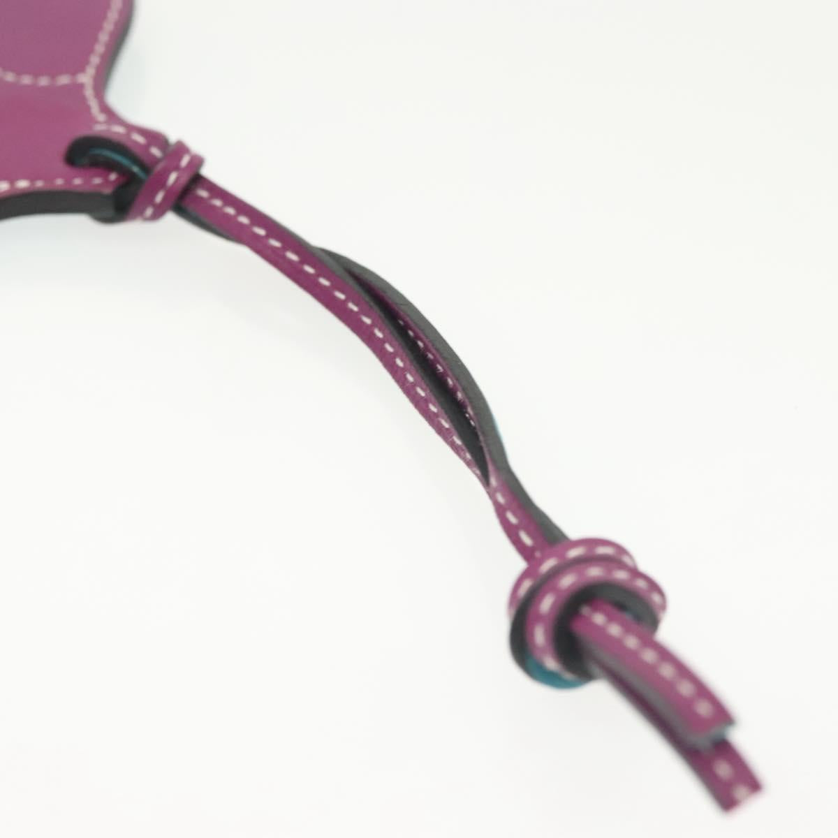 HERMES Paddock Cell Bag Charm Leather Purple Auth 134899M