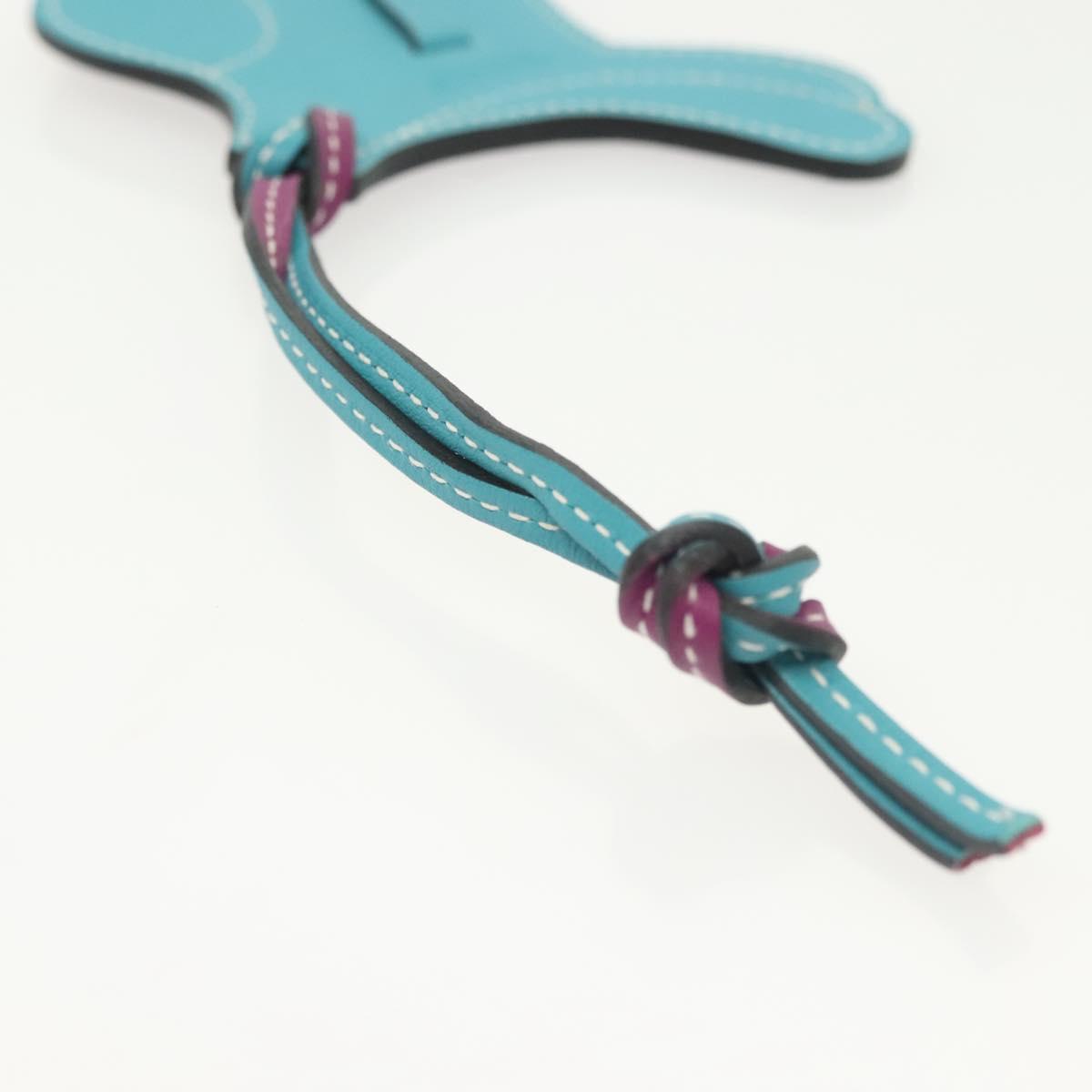 HERMES Paddock Cell Bag Charm Leather Purple Auth 134899M