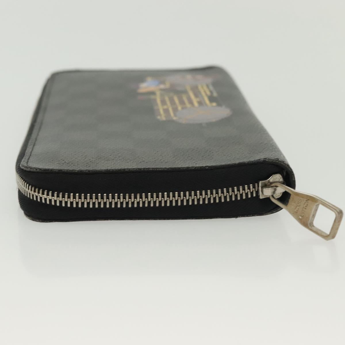 LOUIS VUITTON Damier Graphite Zippy Organizer Long Wallet N63002 Auth 134904