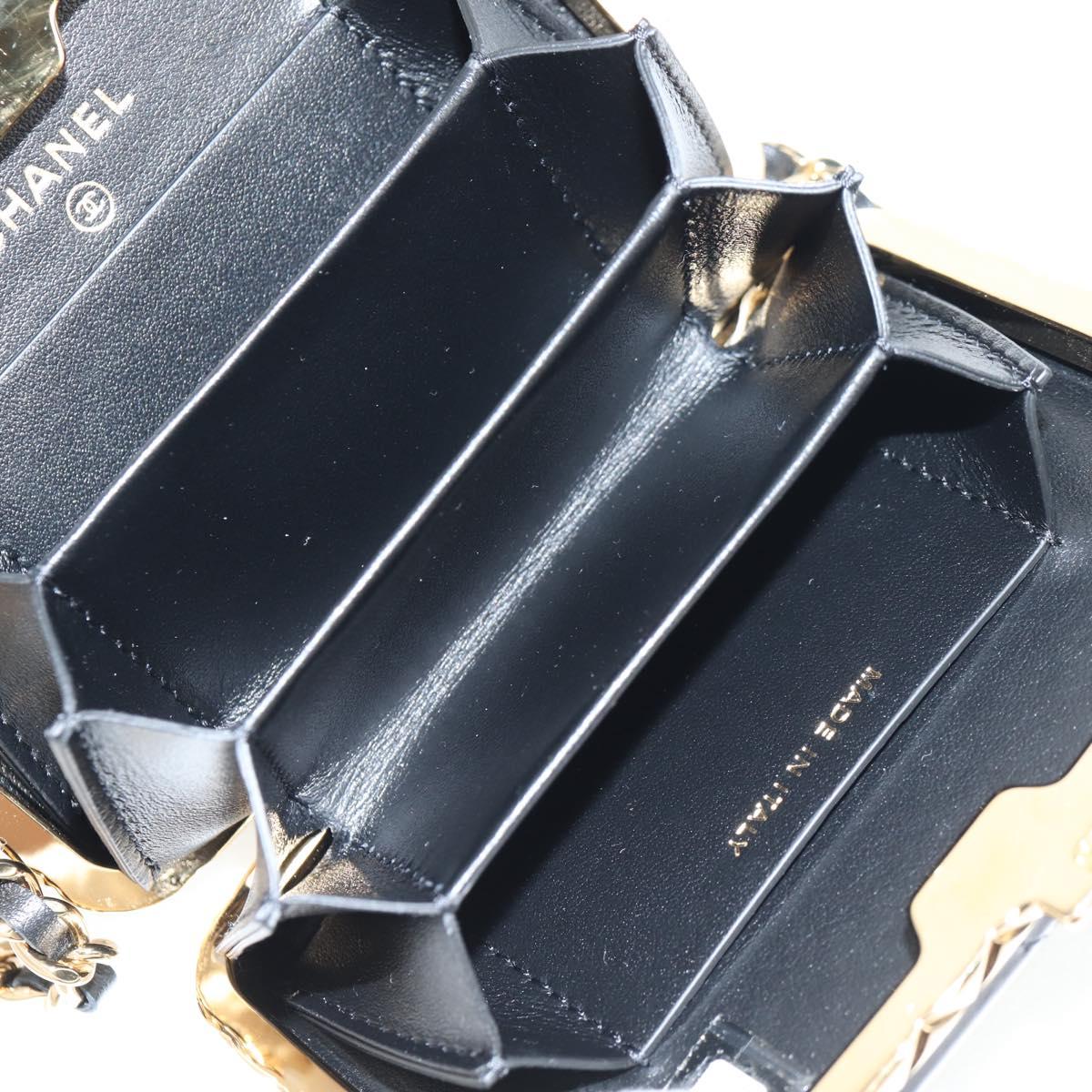 CHANEL Chain Shoulder Bag Patent leather Black Gold CC Auth 134911SAM