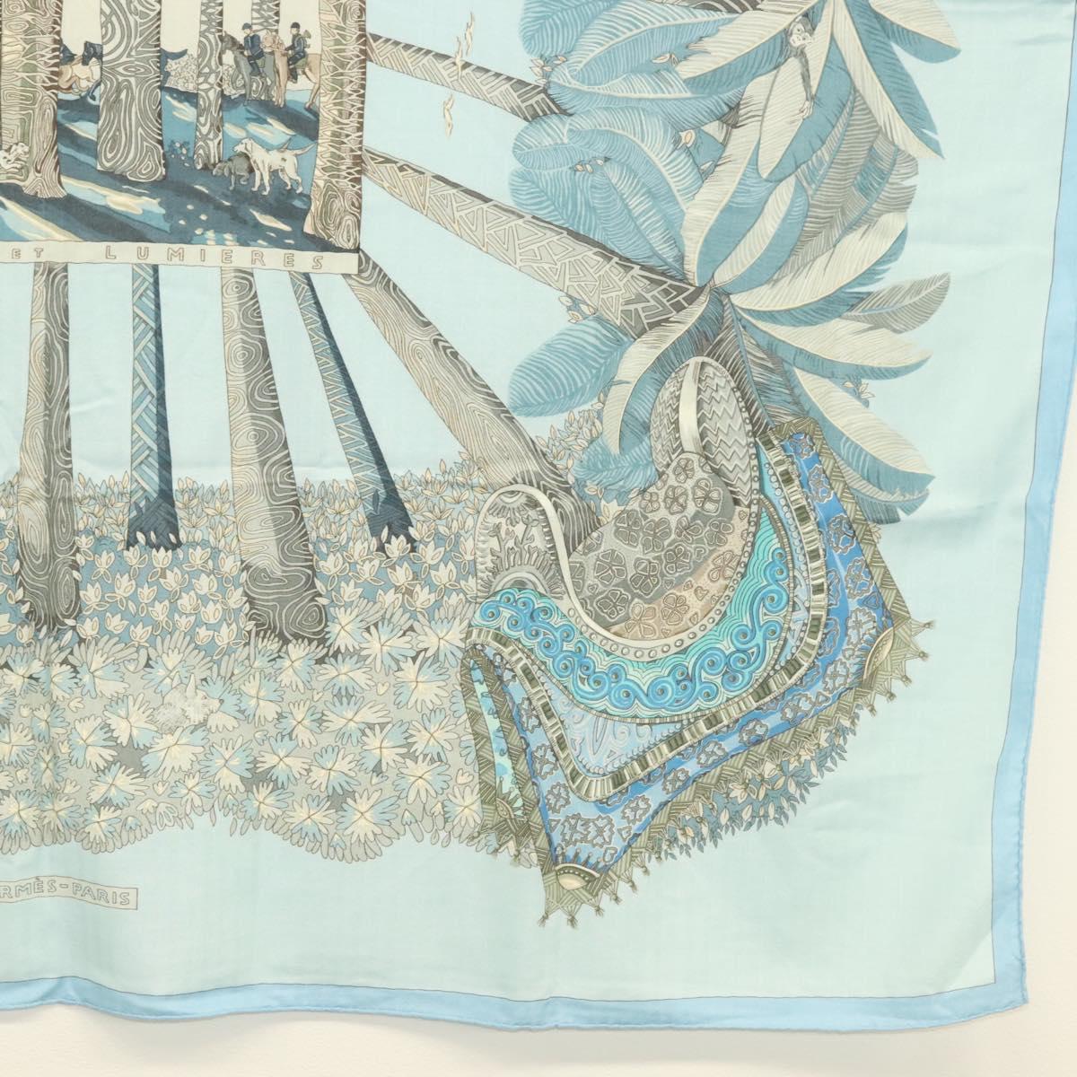 HERMES Carre 140 Scarf ""OMBRES ET LUMIERES"" Cashmere Blue Auth 134913M