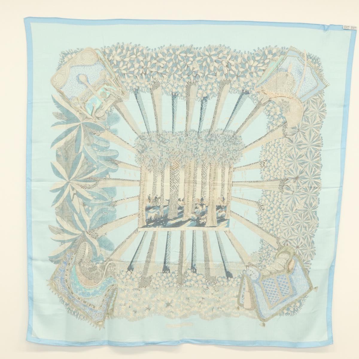 HERMES Carre 140 Scarf ""OMBRES ET LUMIERES"" Cashmere Blue Auth 134913M