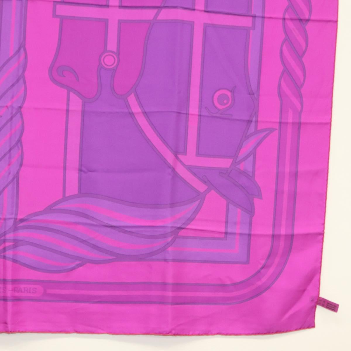 HERMES Carre 140 Scarf ""QUADRIGE"" Silk Purple Auth 134915M