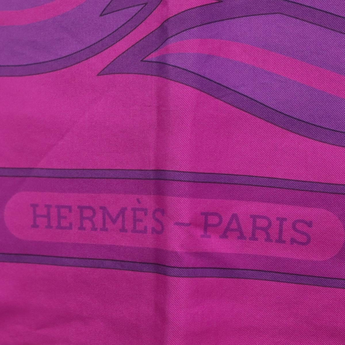 HERMES Carre 140 Scarf ""QUADRIGE"" Silk Purple Auth 134915M