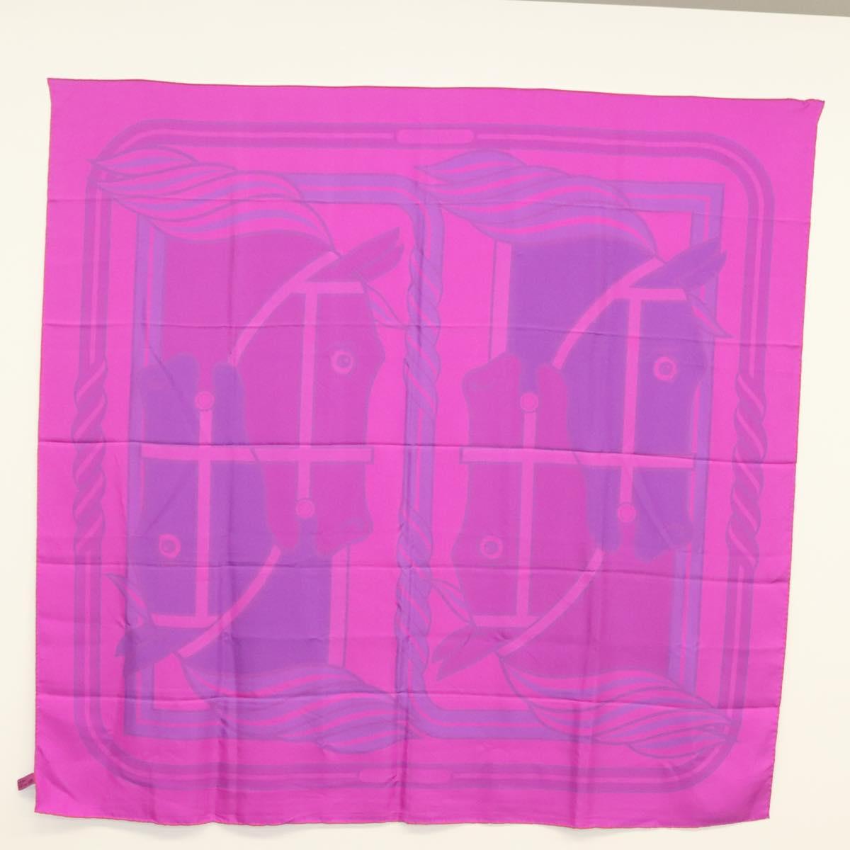 HERMES Carre 140 Scarf ""QUADRIGE"" Silk Purple Auth 134915M