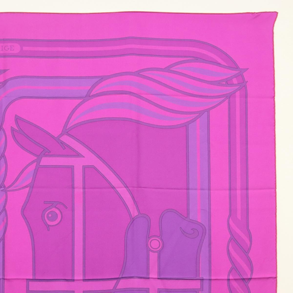 HERMES Carre 140 Scarf ""QUADRIGE"" Silk Purple Auth 134915M