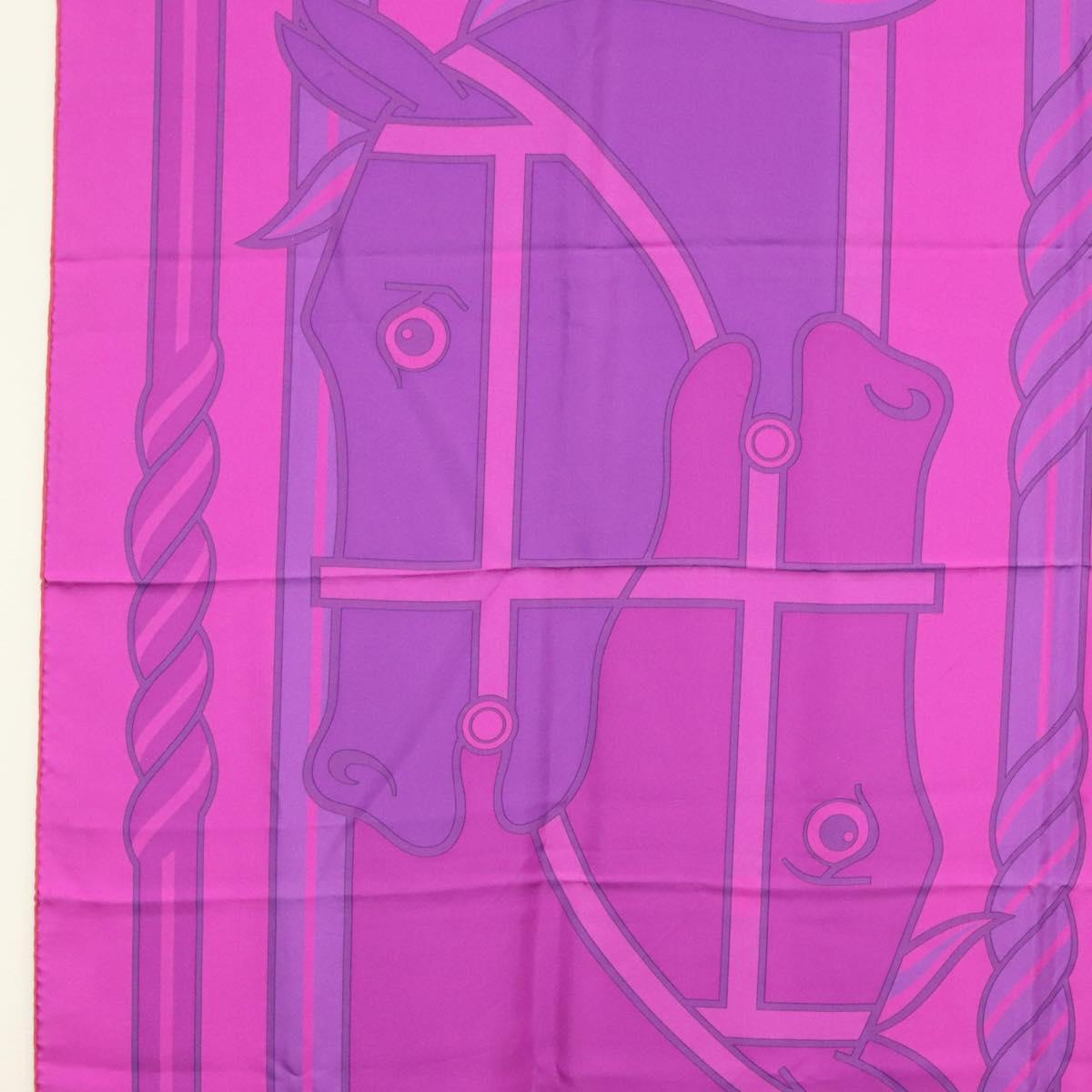 HERMES Carre 140 Scarf ""QUADRIGE"" Silk Purple Auth 134915M