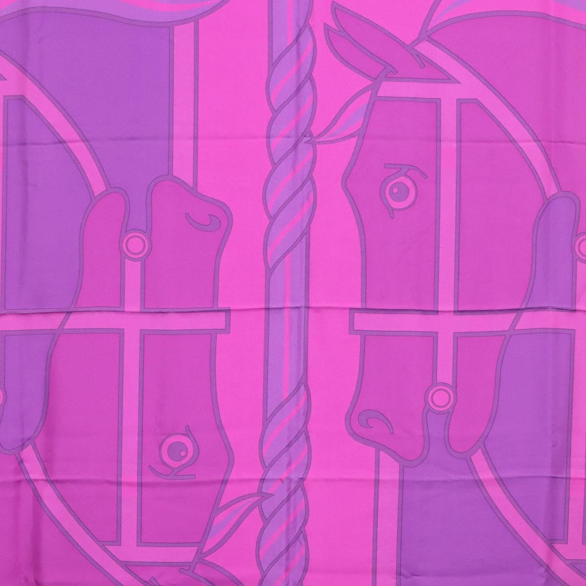 HERMES Carre 140 Scarf ""QUADRIGE"" Silk Purple Auth 134915M