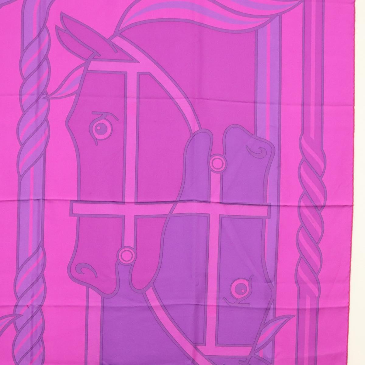 HERMES Carre 140 Scarf ""QUADRIGE"" Silk Purple Auth 134915M