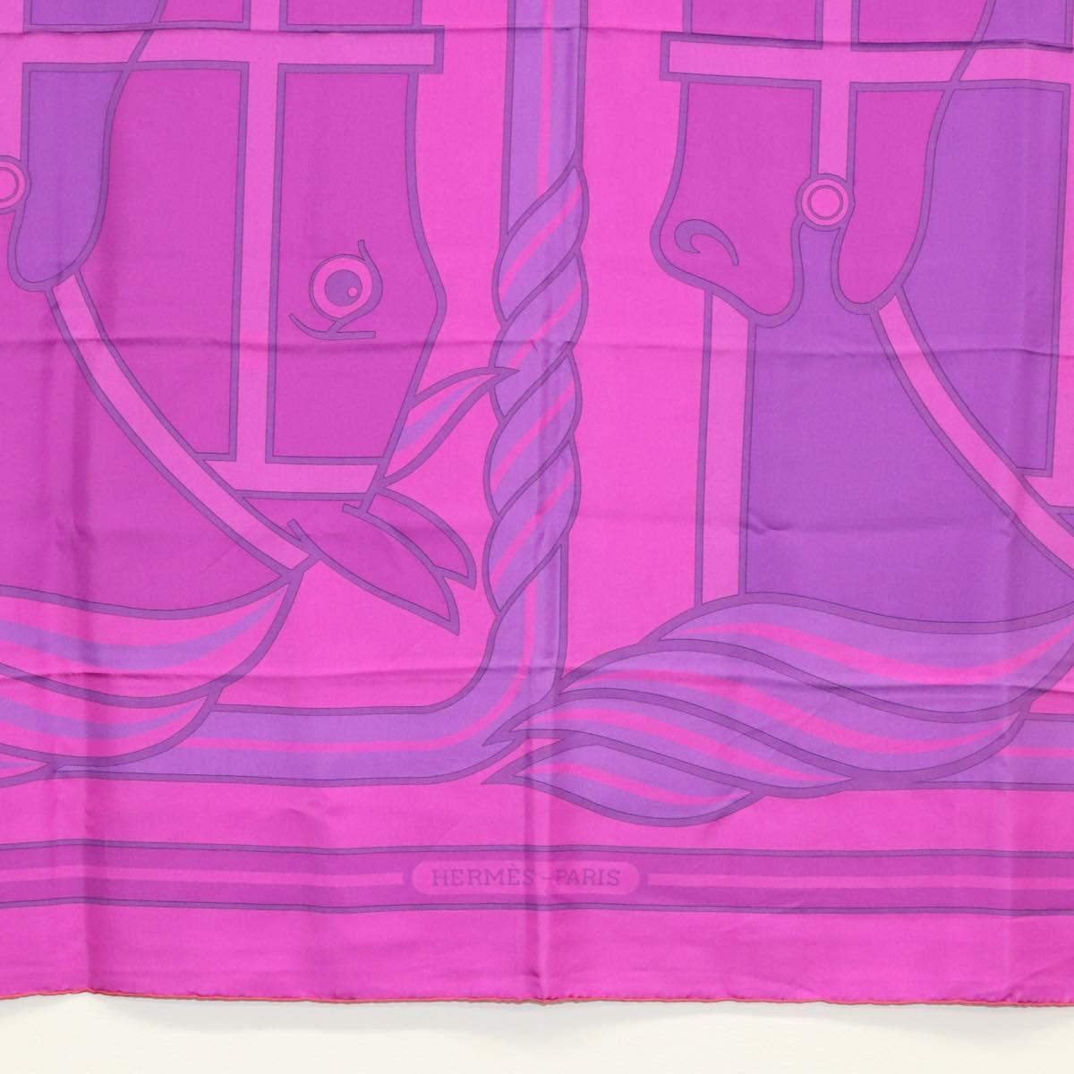 HERMES Carre 140 Scarf ""QUADRIGE"" Silk Purple Auth 134915M