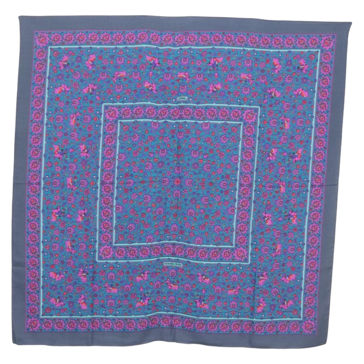 HERMES Carre 140 Scarf ""TABRIZ"" Cashmere Purple Auth 134916M