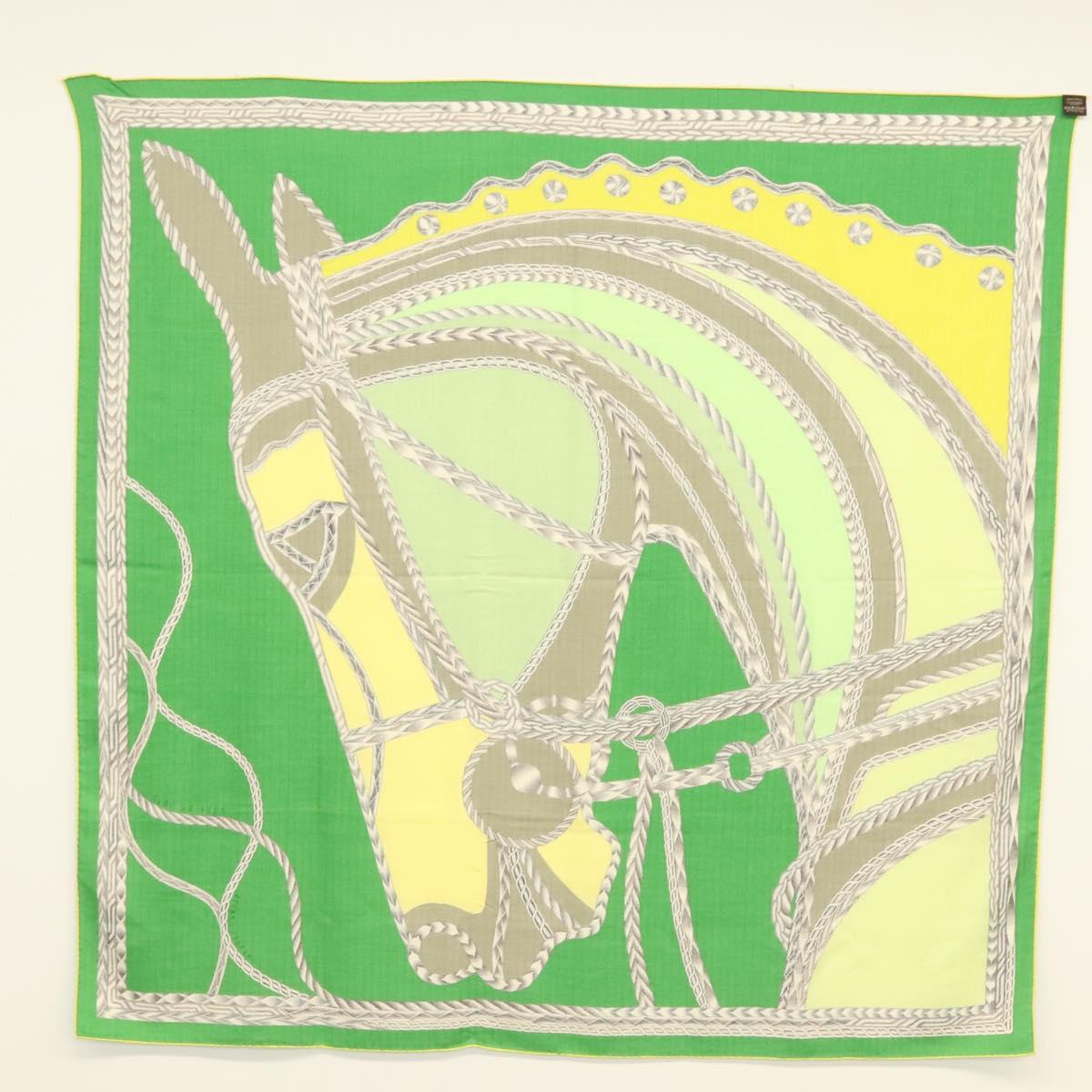 HERMES Carre 140 Scarf ""ROBE DU SOIR"" Cashmere Green Auth 134919M