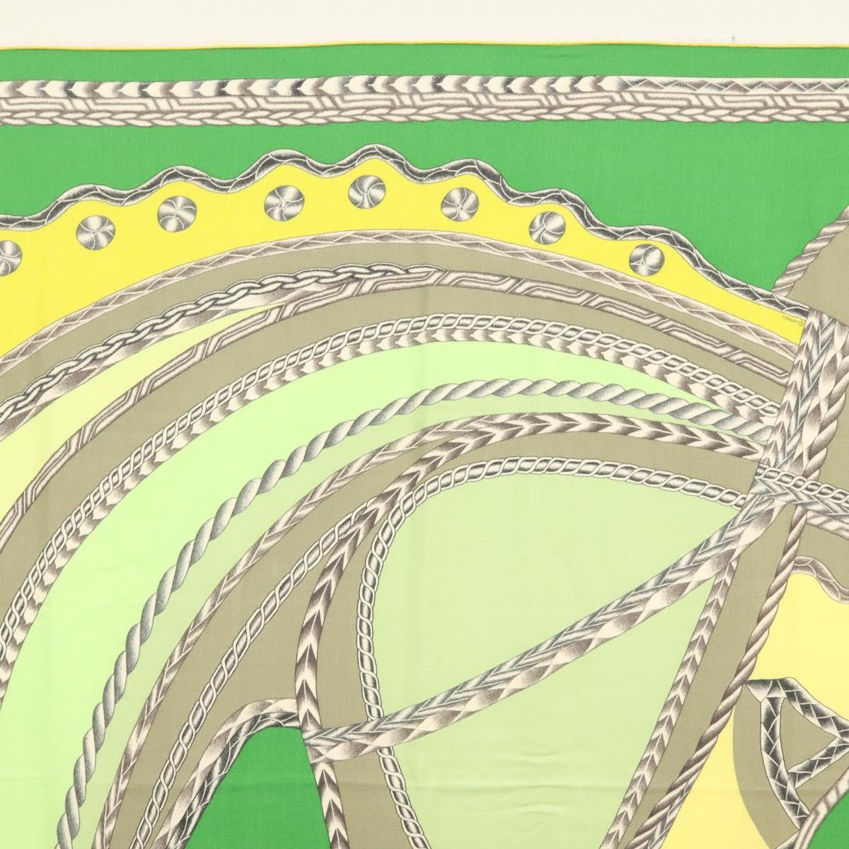 HERMES Carre 140 Scarf ""ROBE DU SOIR"" Cashmere Green Auth 134919M