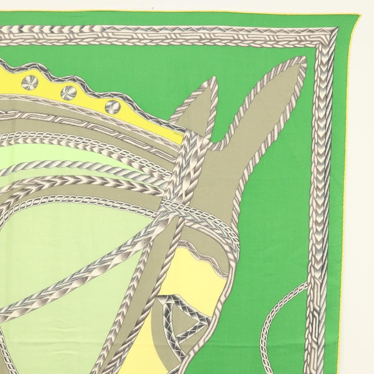 HERMES Carre 140 Scarf ""ROBE DU SOIR"" Cashmere Green Auth 134919M