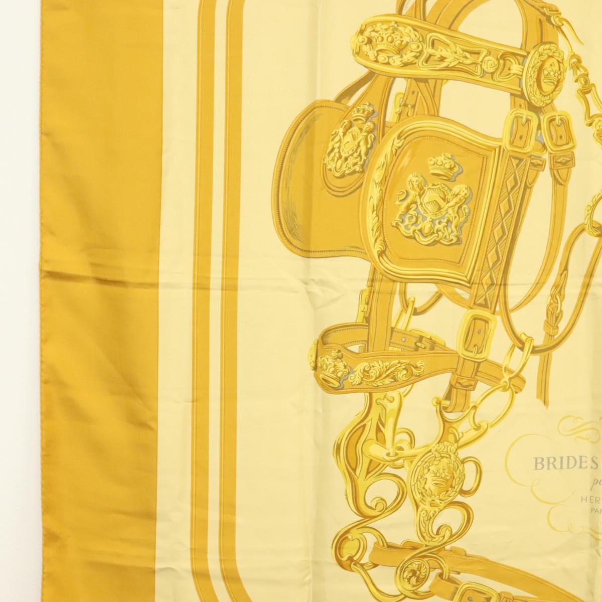 HERMES Carre 140 Scarf ""BRIDES de GALA"" Silk Gold Auth 134922M