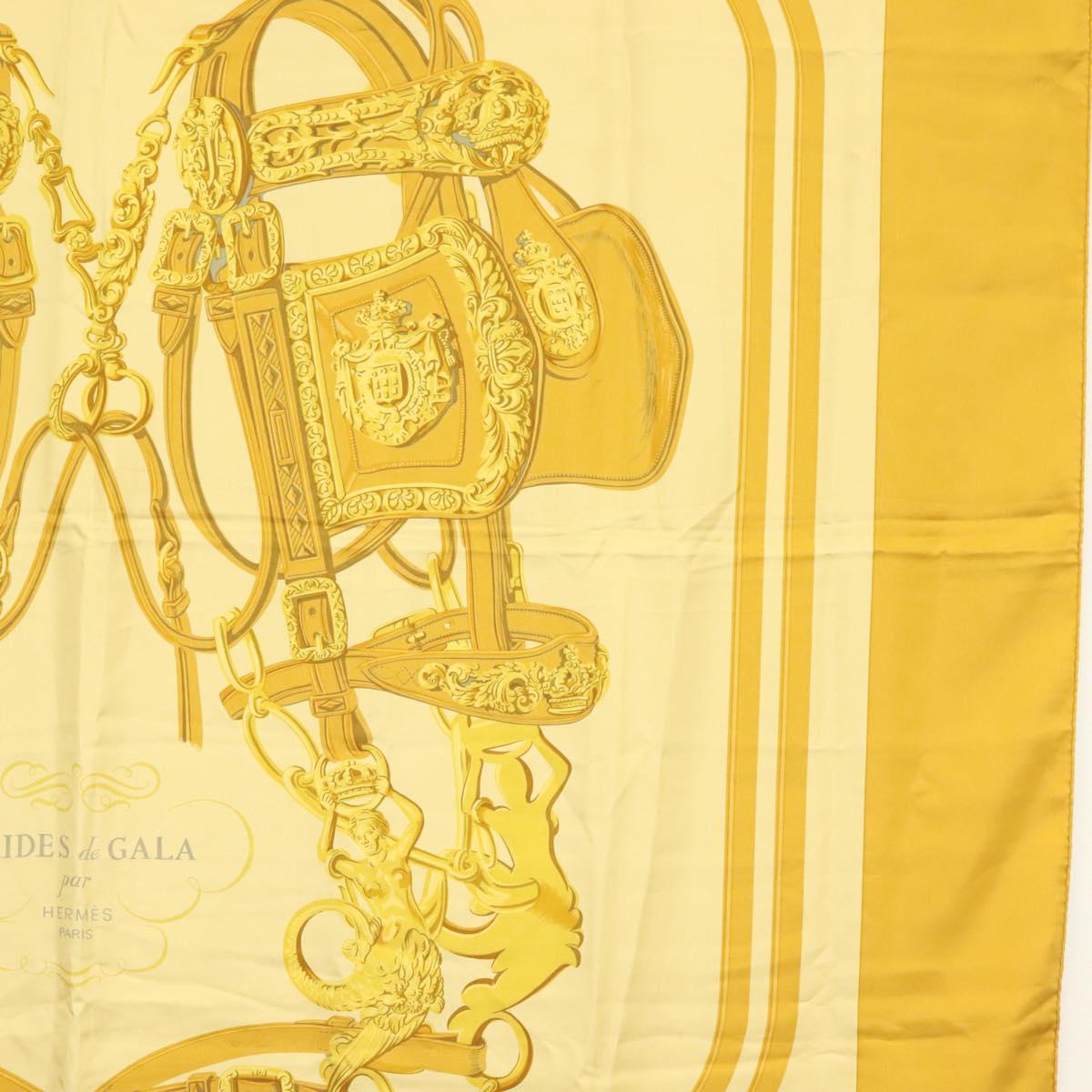 HERMES Carre 140 Scarf ""BRIDES de GALA"" Silk Gold Auth 134922M