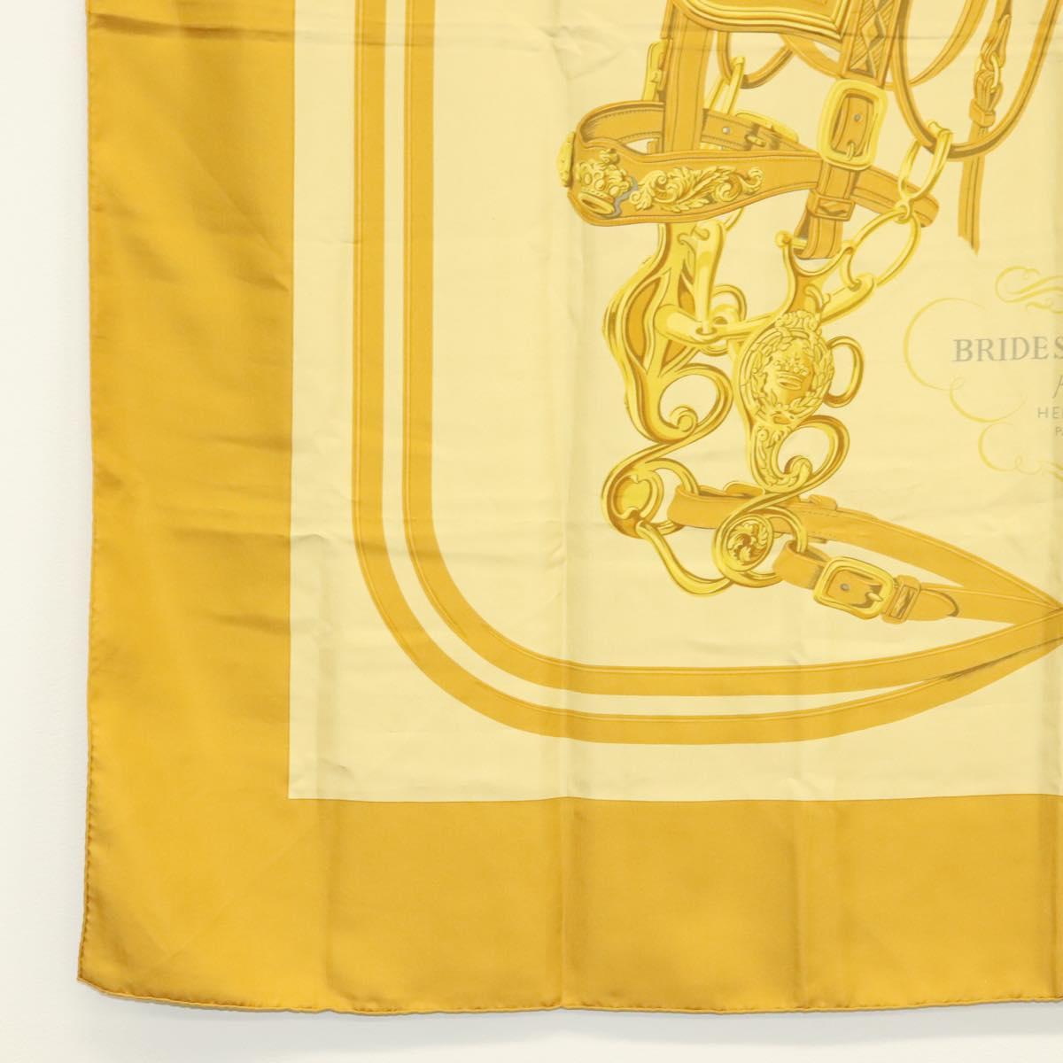 HERMES Carre 140 Scarf ""BRIDES de GALA"" Silk Gold Auth 134922M