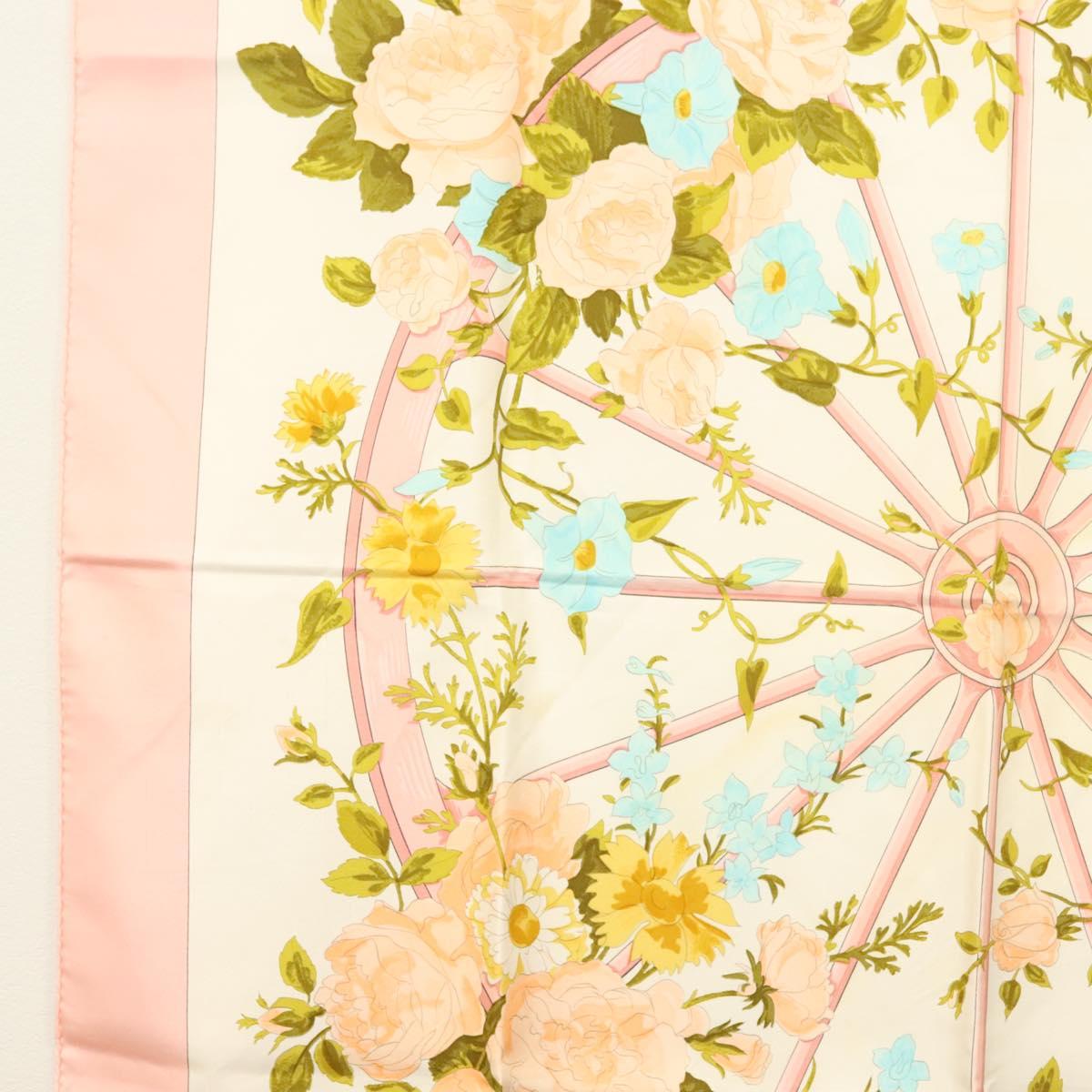 HERMES Carre 90 Scarf ""ROMANTIQUE"" Silk Pink Auth 134923