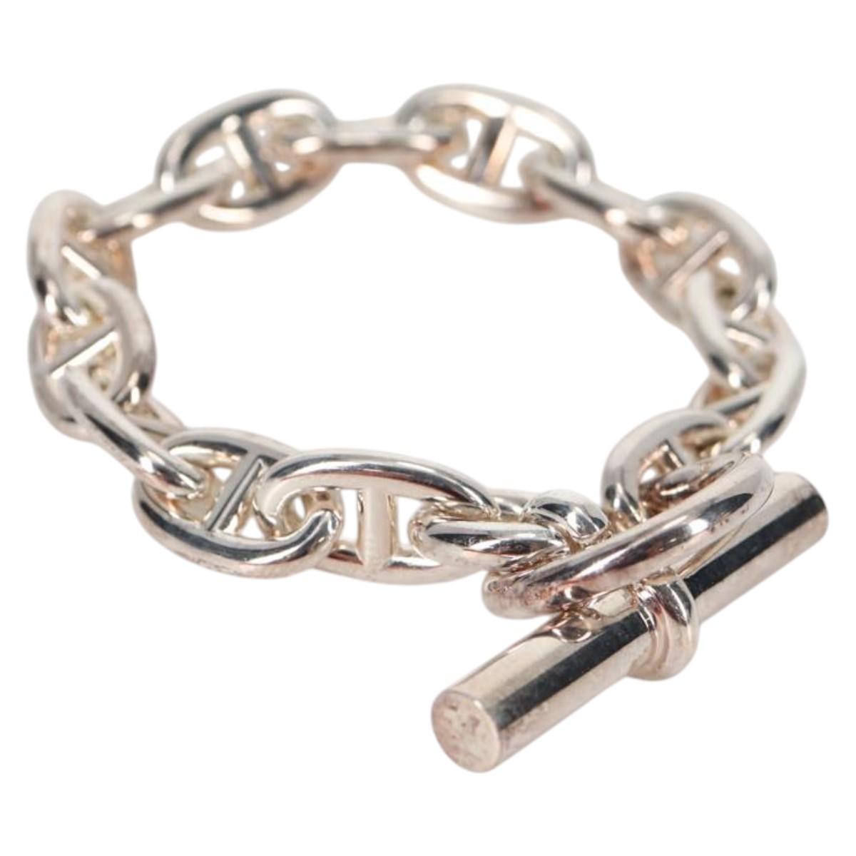 HERMES Chaine d'Ancre MM Bracelet Ag925 14 Links Silver Auth 134934SM