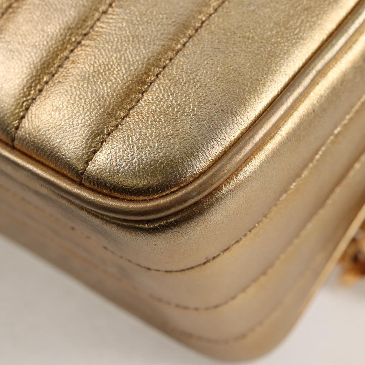 CHANEL Matelasse Chain Shoulder Bag Lamb Skin Red Gold CC Auth 134958SV
