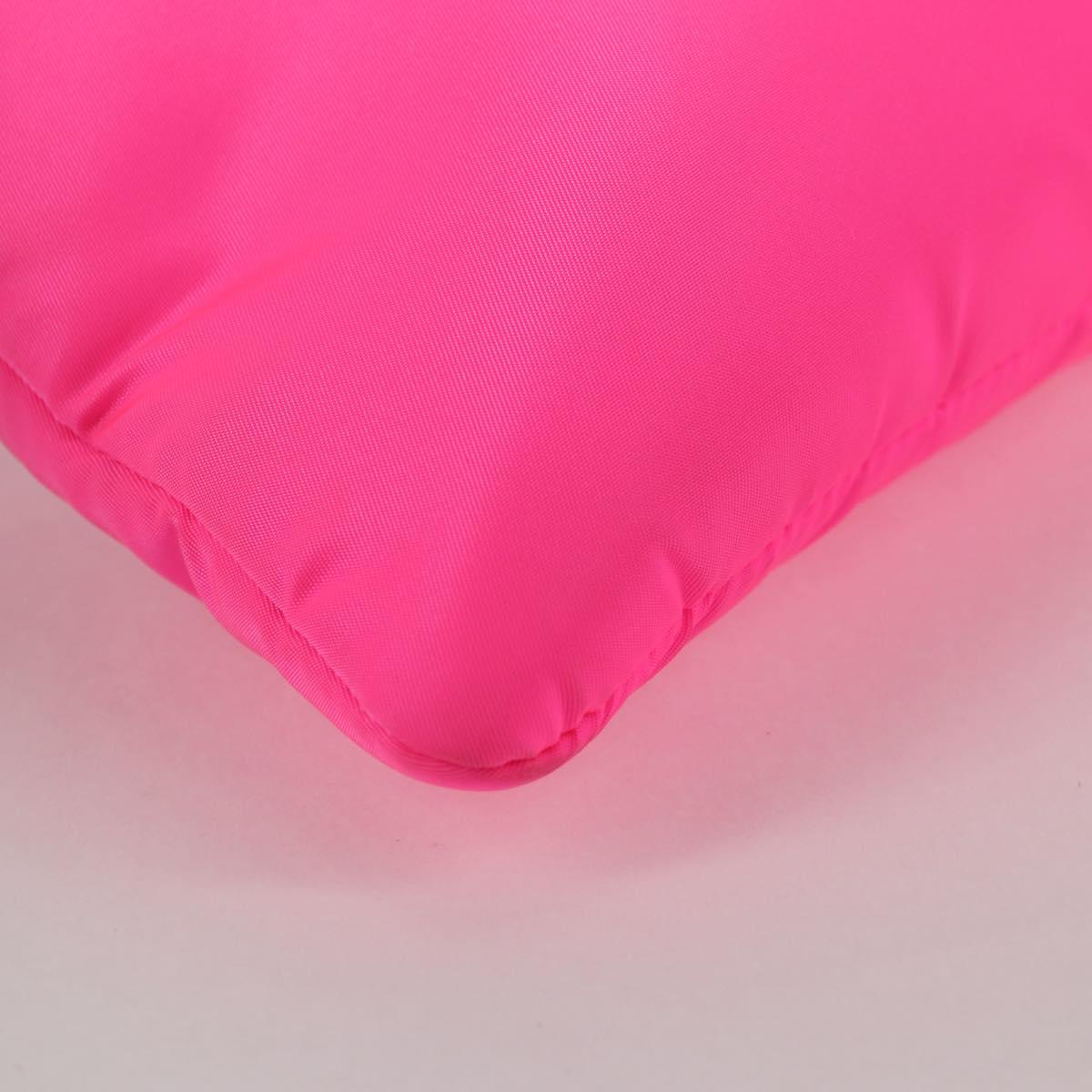 PRADA Chain Shoulder Bag Nylon Pink Silver Auth 134961M