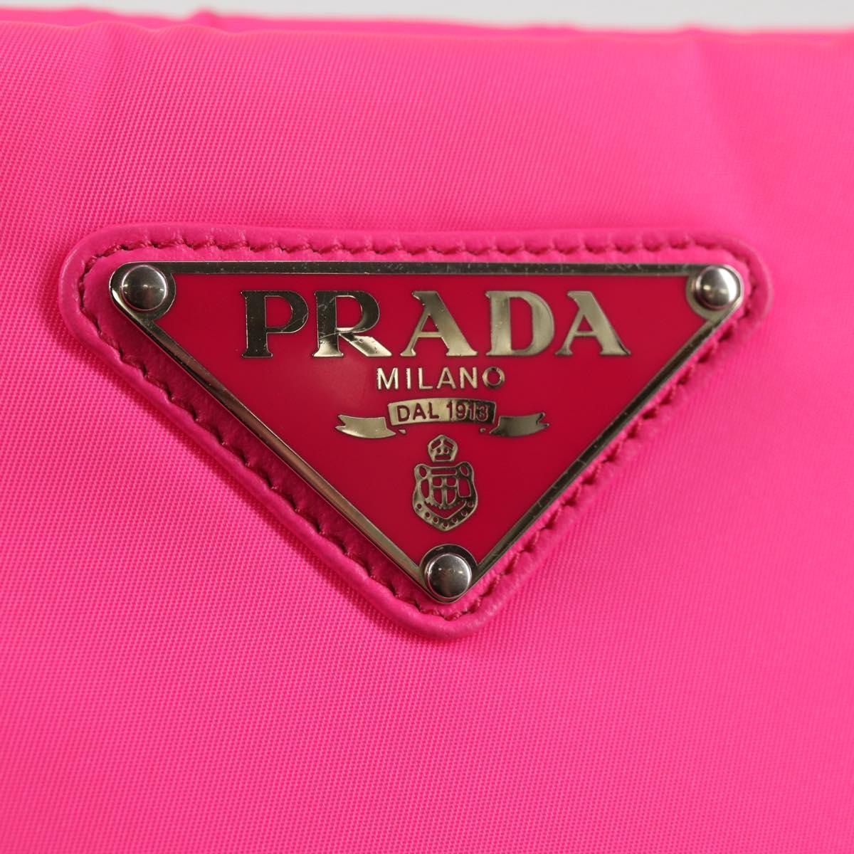 PRADA Chain Shoulder Bag Nylon Pink Silver Auth 134961M