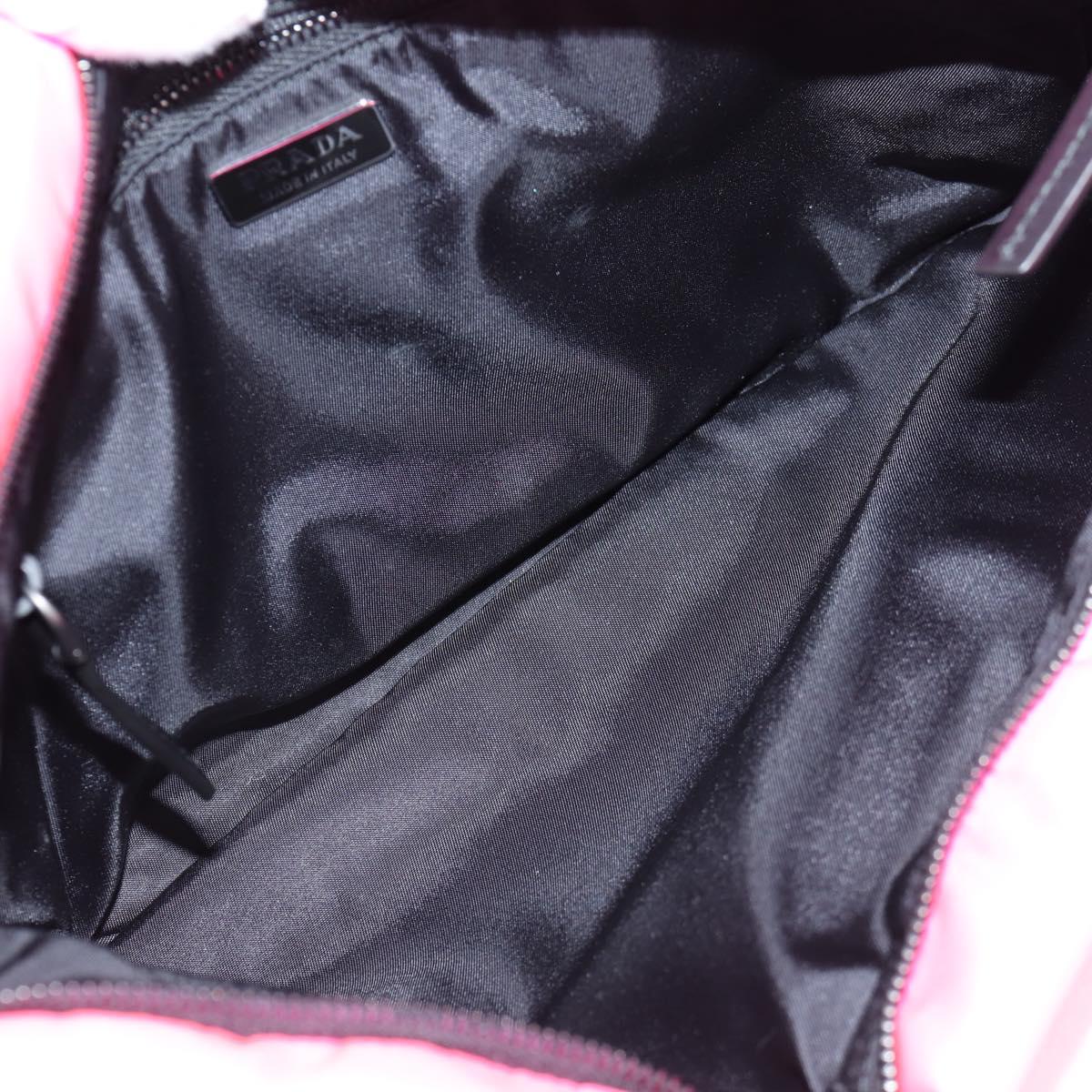 PRADA Chain Shoulder Bag Nylon Pink Silver Auth 134961M