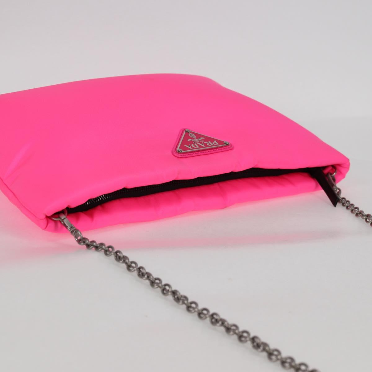 PRADA Chain Shoulder Bag Nylon Pink Silver Auth 134961M