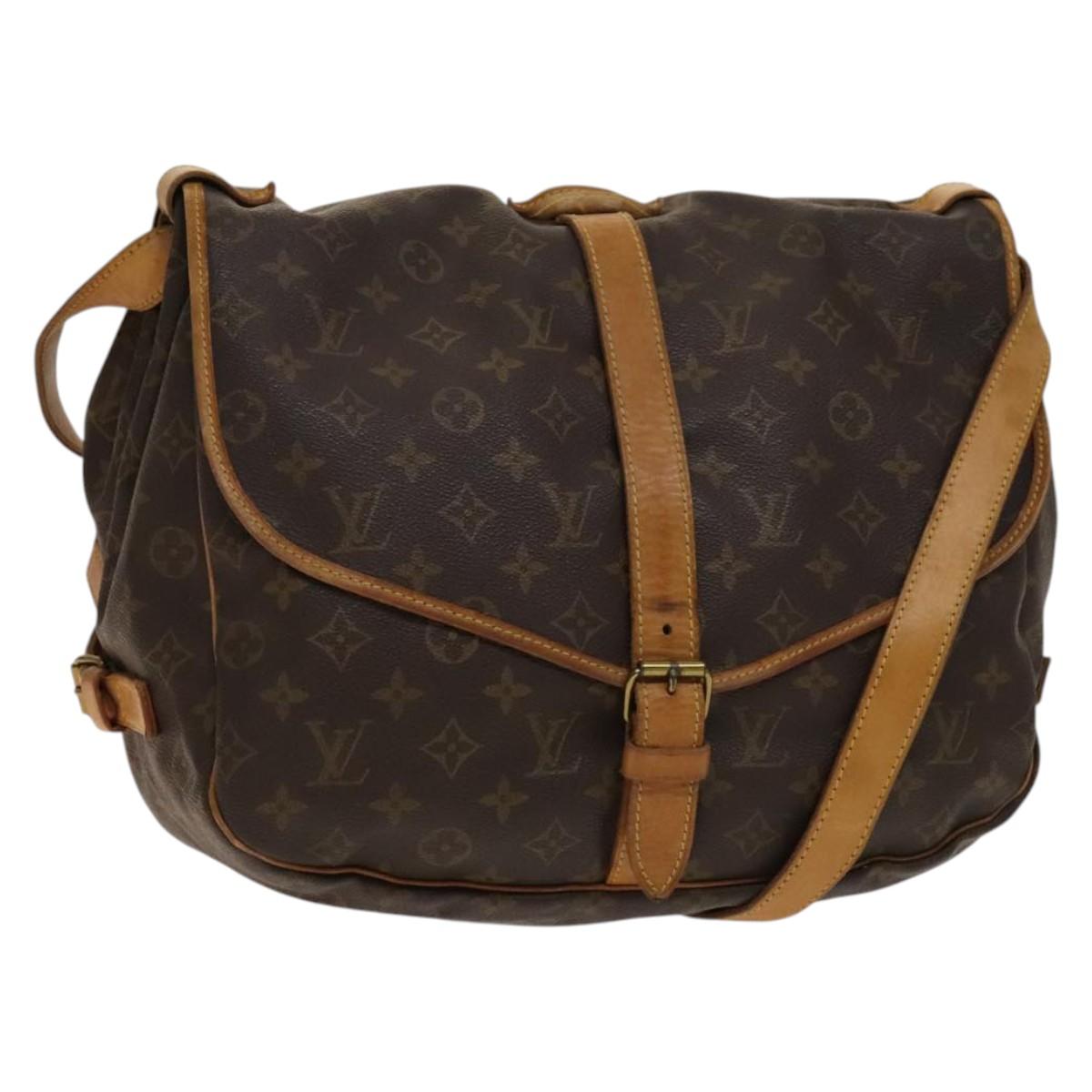 LOUIS VUITTON Monogram Saumur 35 Shoulder Bag M42254 LV Auth 134974