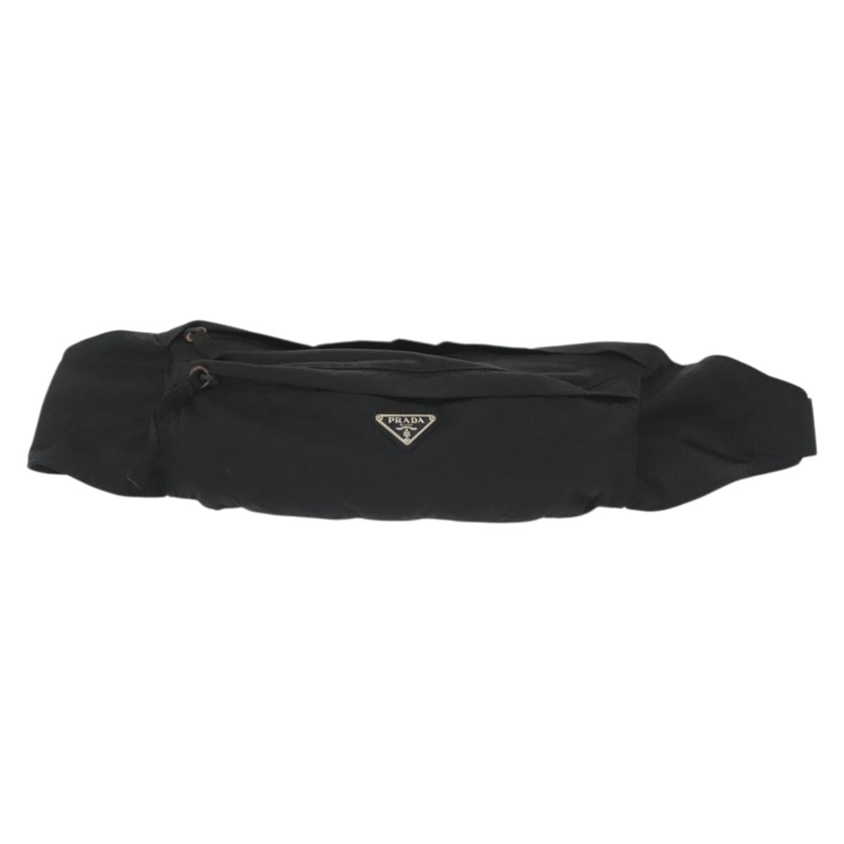 PRADA Waist bag Nylon Black Silver Auth 134983