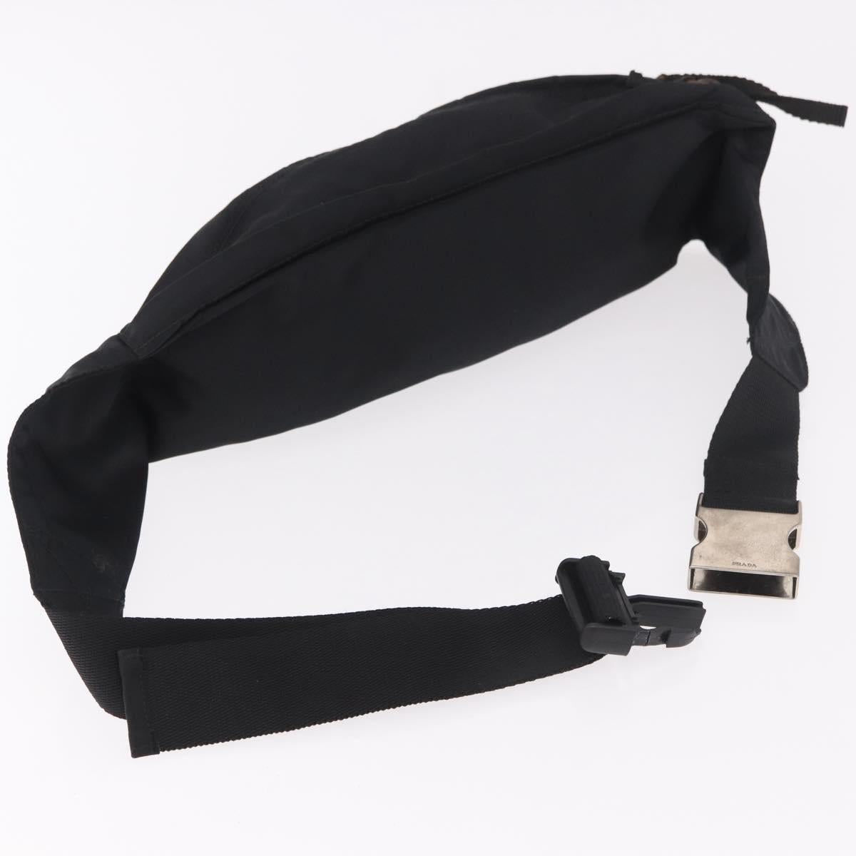 PRADA Waist bag Nylon Black Silver Auth 134983