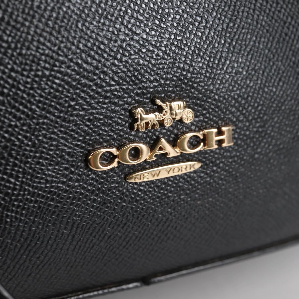 Coach Backpack Leather Gold Black Auth 134985