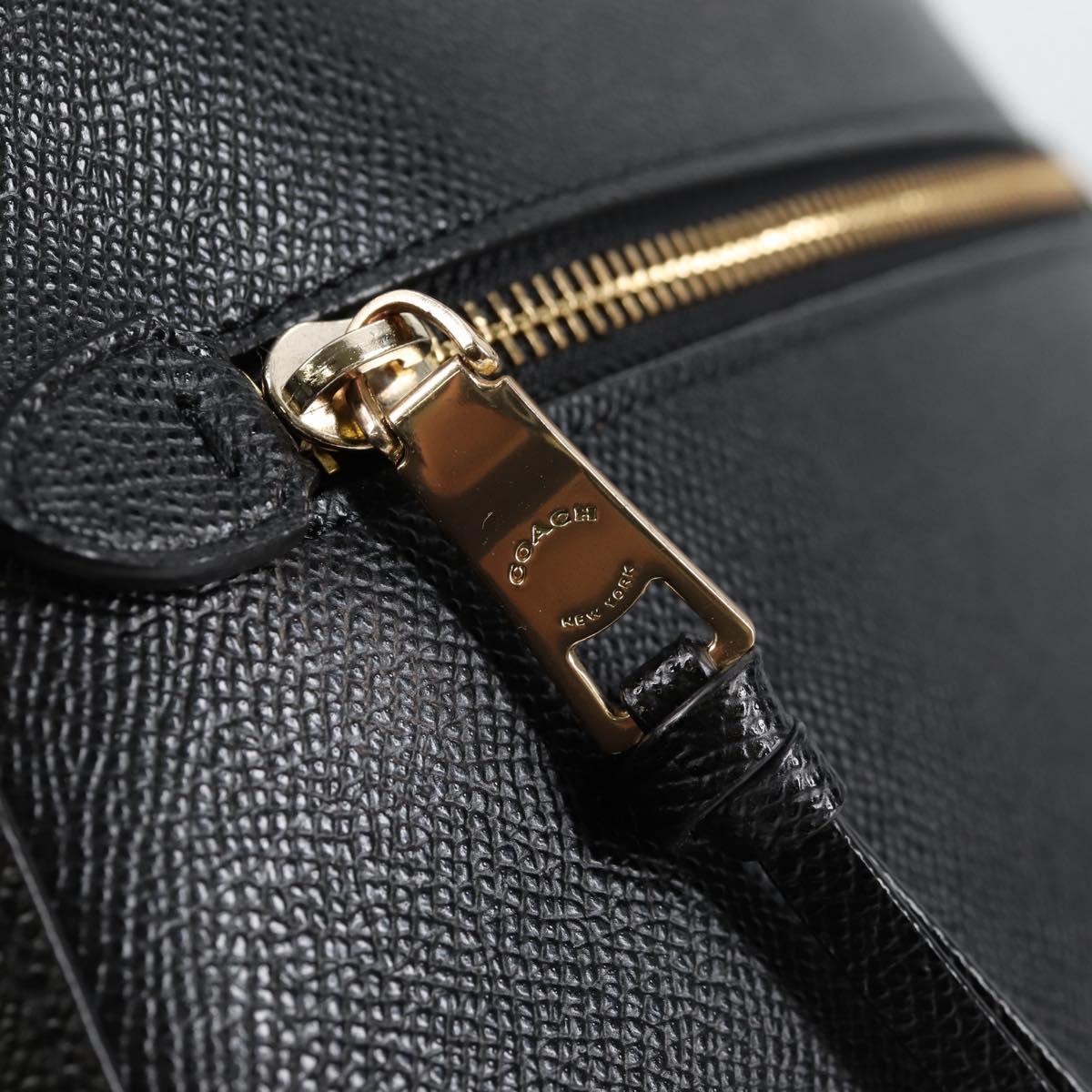 Coach Backpack Leather Gold Black Auth 134985