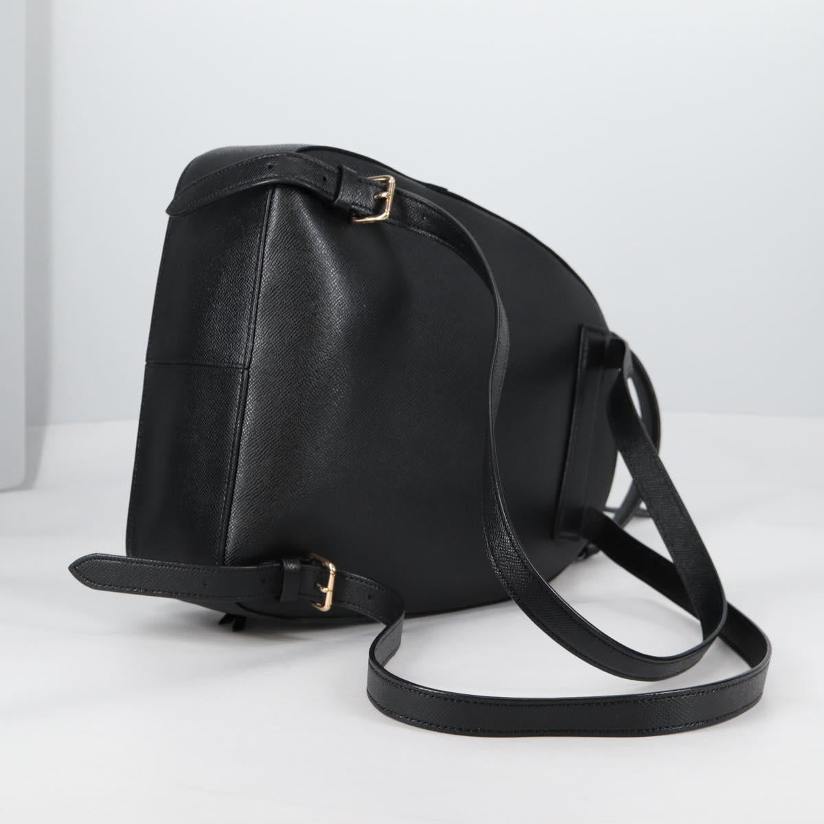 Coach Backpack Leather Gold Black Auth 134985