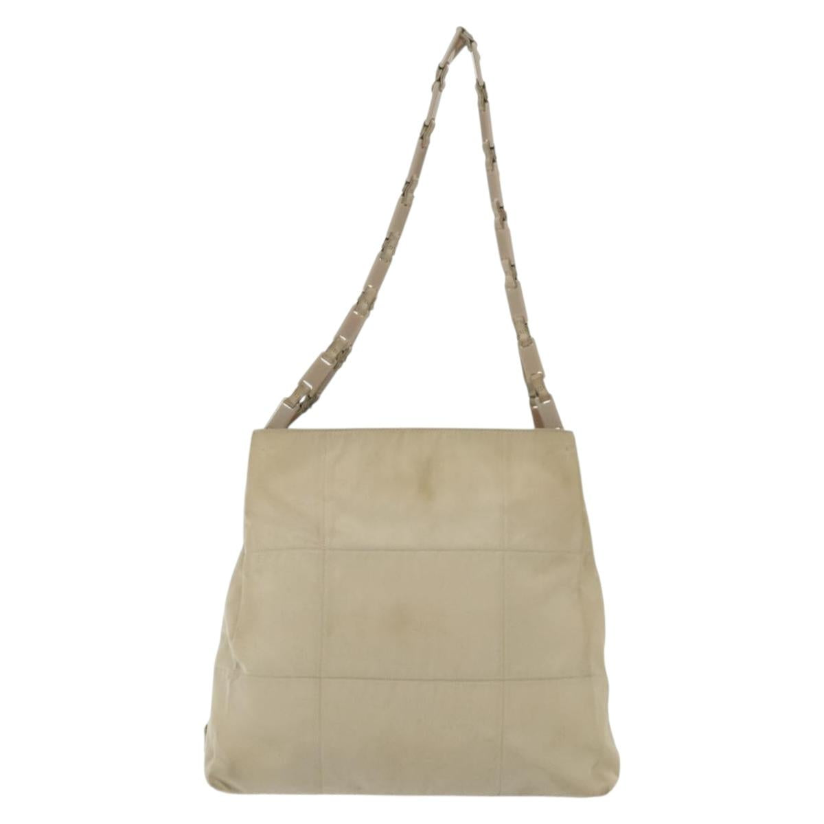 PRADA Shoulder Bag Nylon Beige Auth 134987