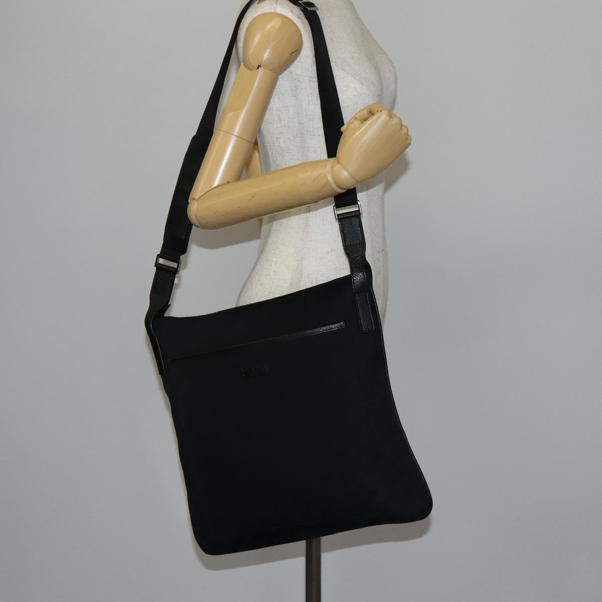 GUCCI GG Canvas Shoulder Bag Black Silver 122791 Auth 135007