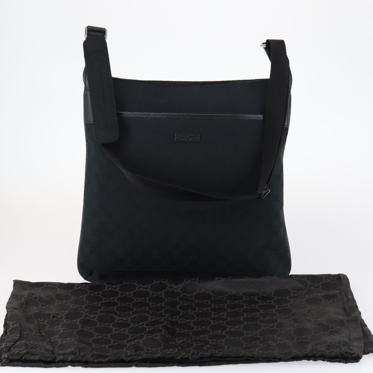 GUCCI GG Canvas Shoulder Bag Black Silver 122791 Auth 135007