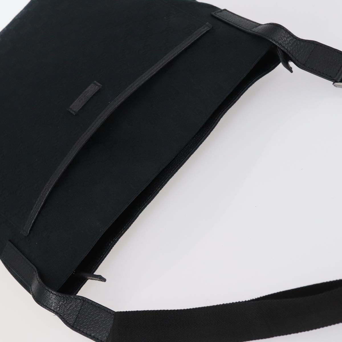 GUCCI GG Canvas Shoulder Bag Black Silver 122791 Auth 135007