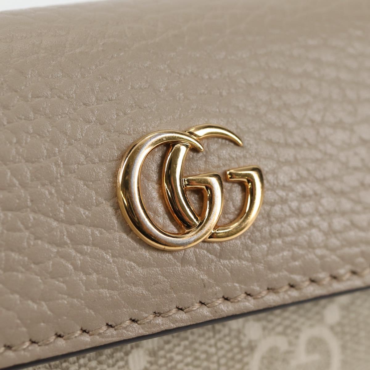 GUCCI GG Supreme Key Case PVC White Gold 456113 2149 Auth 135011A