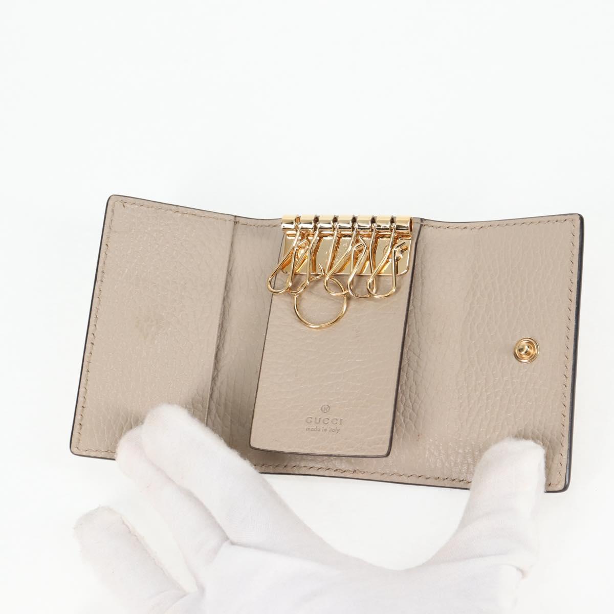 GUCCI GG Supreme Key Case PVC White Gold 456113 2149 Auth 135011A