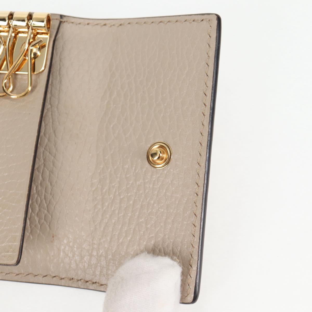 GUCCI GG Supreme Key Case PVC White Gold 456113 2149 Auth 135011A